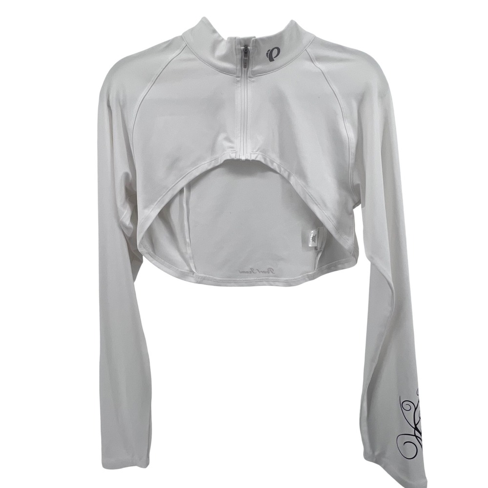 Pearl Izumi Elite Womens XL White Cycling Shrug Bolero Quarter Zip Long Sleeve